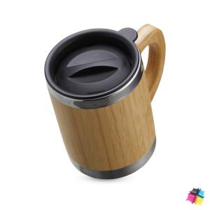 Caneca de Bambu 300ml REF: X03099 INOX / Bambu  Impressão Silk  EMBALADO EM CAIXA INDIVIDUAL 