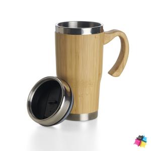 Caneca de Bambu 500 ml REF: X18643 INOX E BAMBU  Impressão Digital  EMBALADO EM CAIXA INDIVIDUAL 